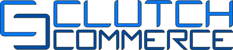 Logotipo apaisado de Clutch Commerce. Tiendas online para comercios locales